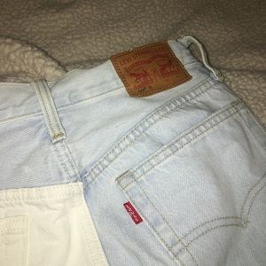 BLUE WHITE LEVIS DENIM SKINNY JEANS 501